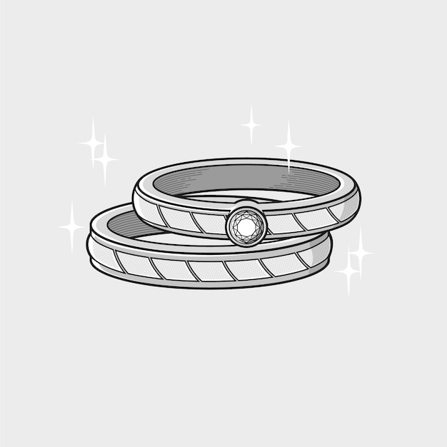 Vector hand drawn wedding ring outline illustration