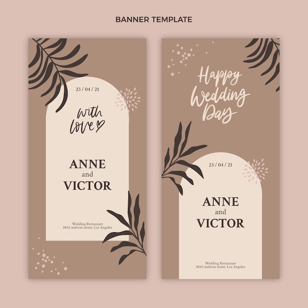 Hand drawn wedding vertical banners template