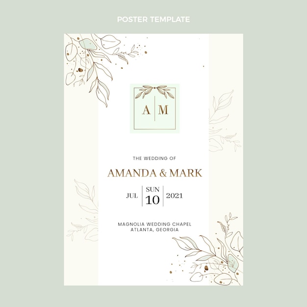 hand drawn wedding vertical poster template
