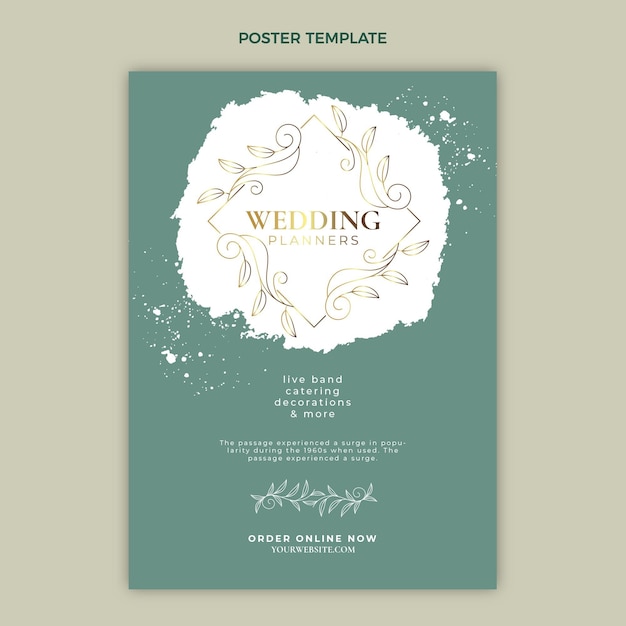 Vector hand drawn wedding vertical poster template