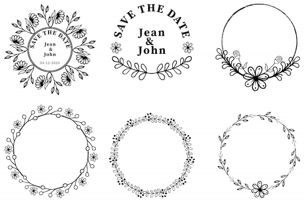 Hand drawn wedding wreath