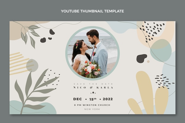 Vector hand drawn wedding youtube thumbnail