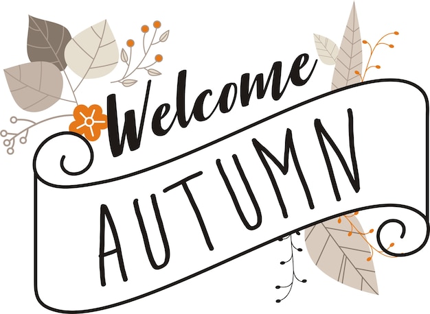 Hand drawn of welcome autumn