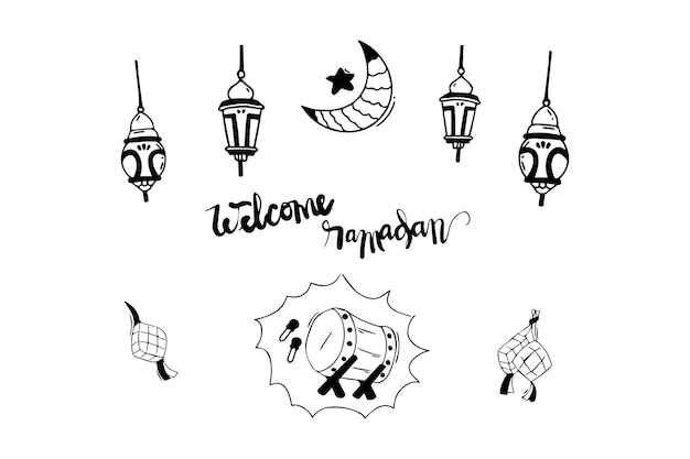 Hand Drawn Welcome Ramadan Illustration