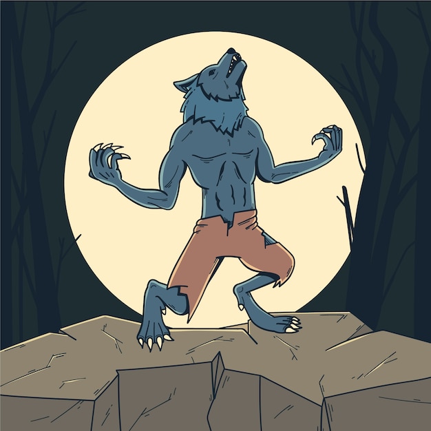 Hand drawn werewolf illustration