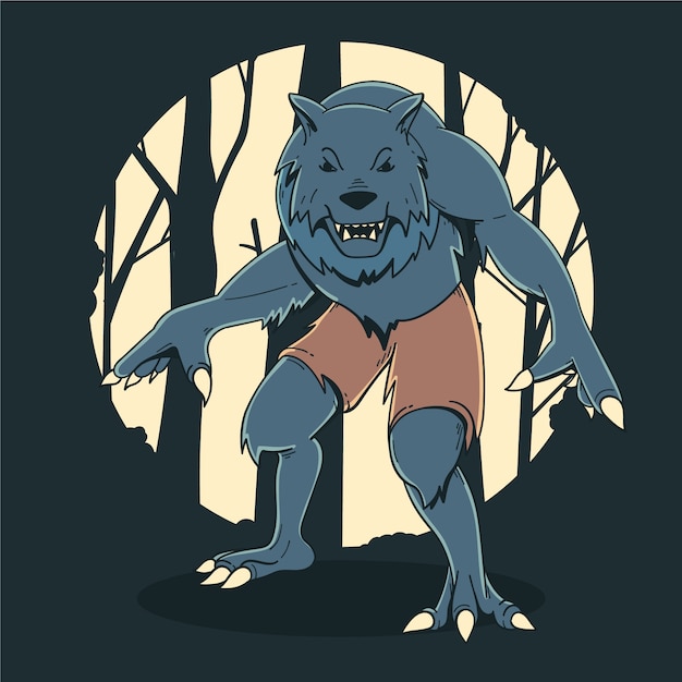 Vector hand drawn werewolf illustration