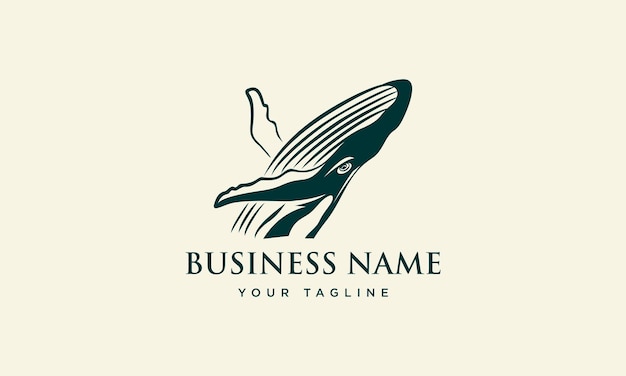 Vector hand drawn whale logo design