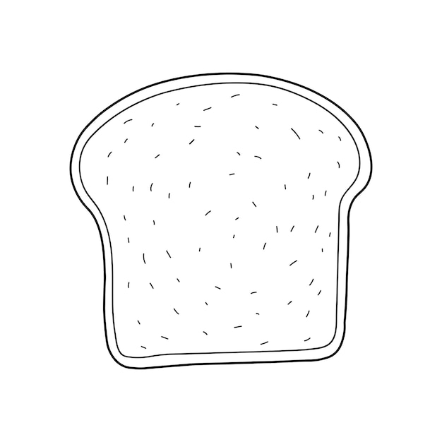 Iconica di pane bianco disegnata a mano illustrazione vettoriale di cartoni animati isolata su sfondo bianco