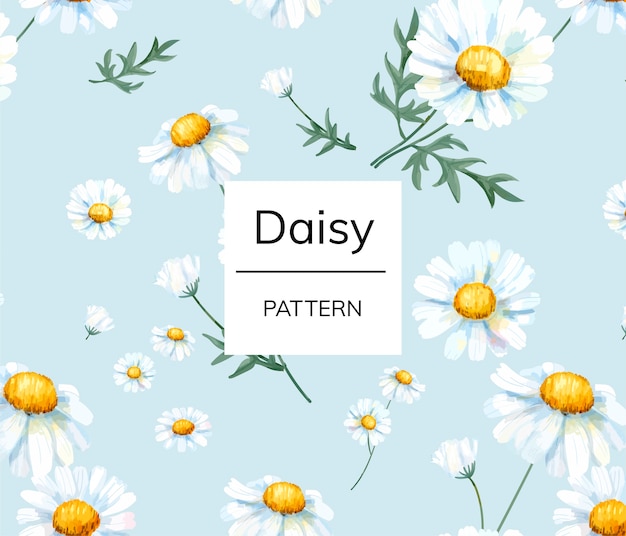 Vector hand drawn white common daisy pattern