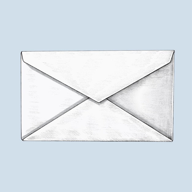 Hand-drawn white envelope illustration