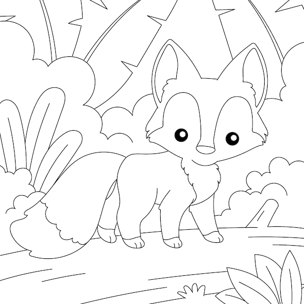 Vector hand drawn wild animals coloring page illustration