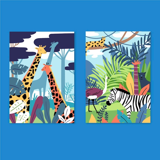 手描きの野生動物がコレクションをカバー