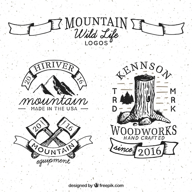 Vector hand drawn wild life logos