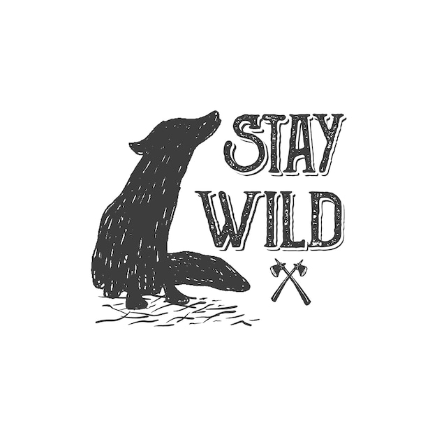 Vector hand drawn wilderness badge   and inspiring lettering