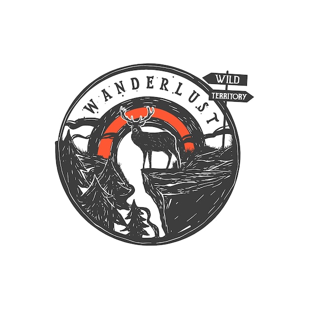 Hand drawn wilderness badge   and inspiring lettering