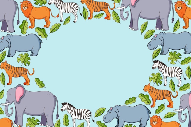 Vector hand drawn wildlife background