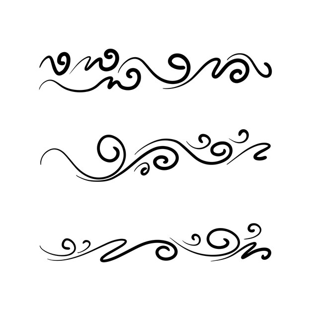 Ручной рисунок ветра каракули набор векторных иллюстраций