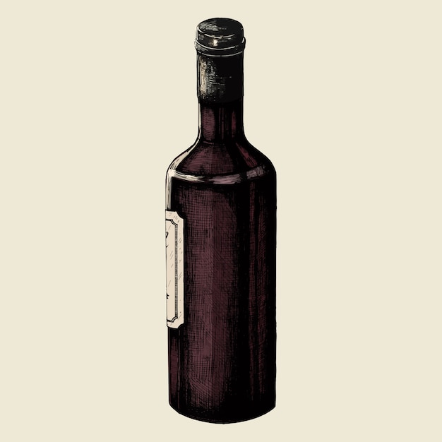 Vector hand drawn wine bottle isolated