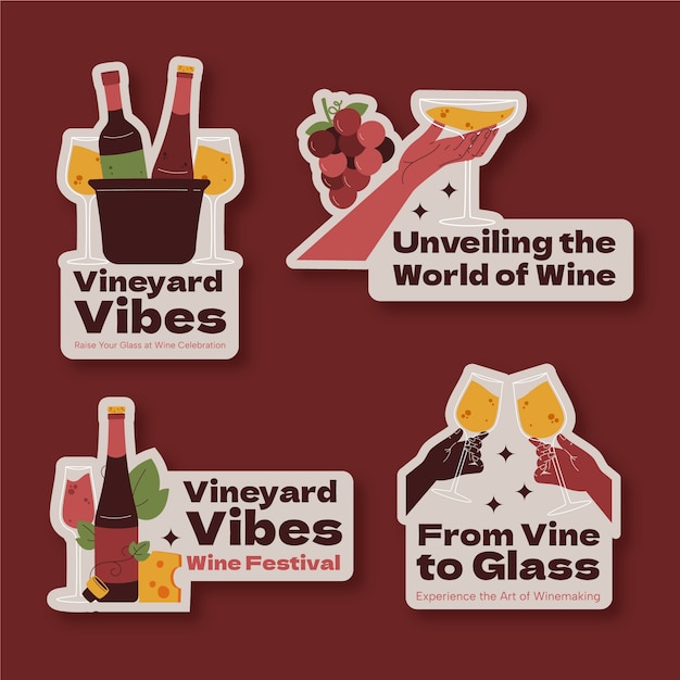 Vector hand drawn wine festival labels