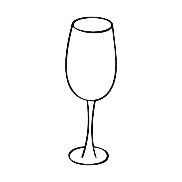 Hand drawn wine glass illustration Alcohol drink clipart in doodle style Single element for design