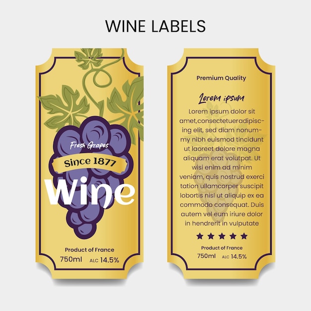 Vettore modelli di etichette di vino disegnati a mano