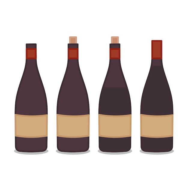 Vector hand drawn wine or sake collection. bottles set.