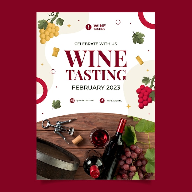 Hand drawn wine tasting poster template