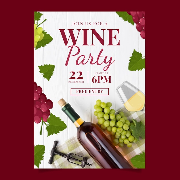 Vector hand drawn wine tasting poster template