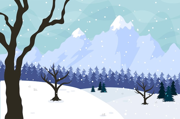 Vector hand drawn winter background