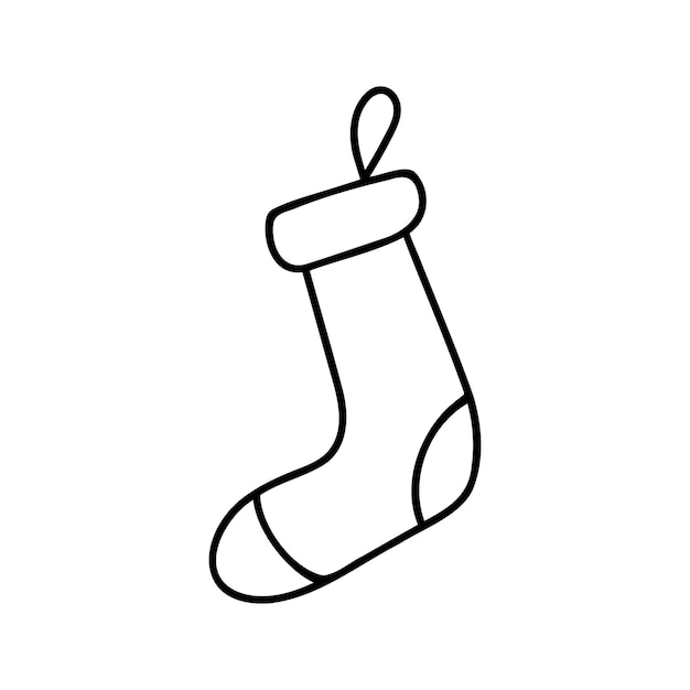 Hand drawn winter Christmas sock Vector illustration of doodles