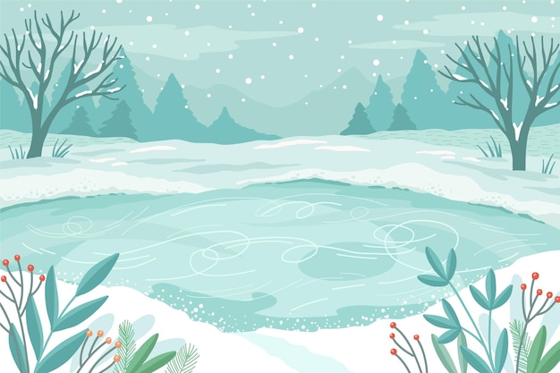 Hand drawn winter landscape