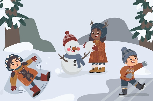hand drawn winter people collection