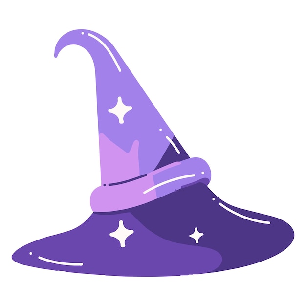 Hand Drawn witch hat in flat style