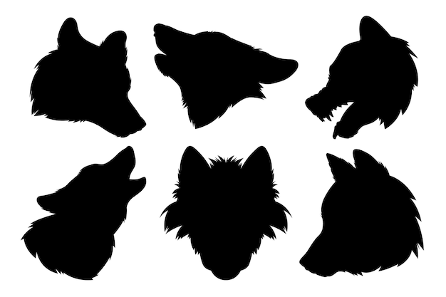 Vector hand drawn wolf head silhouette