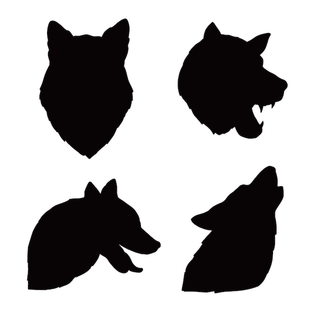 Vector hand drawn wolf head silhouette