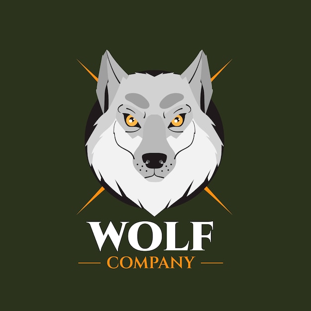 Vector hand drawn wolf logo template