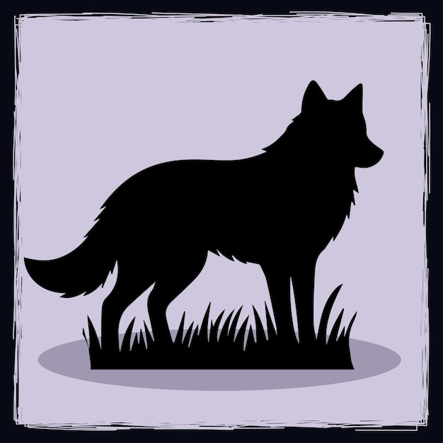 Vector hand drawn wolf silhouette illustration