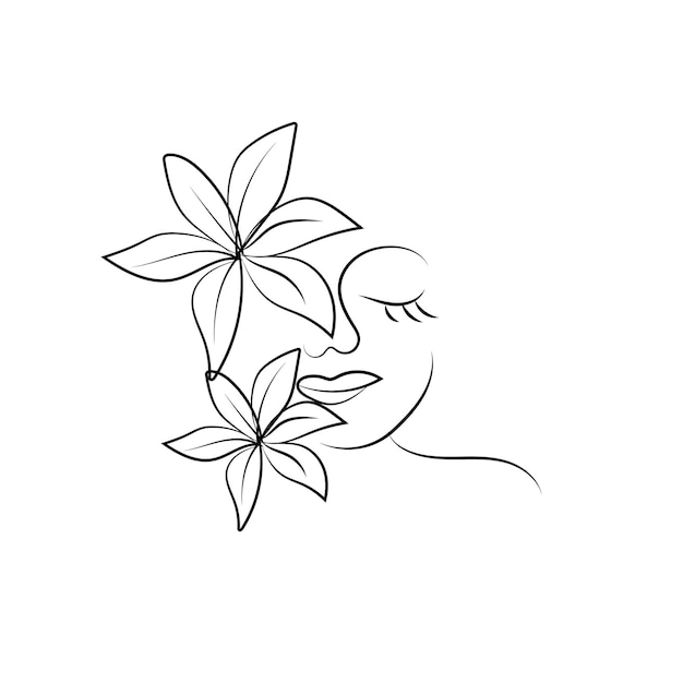 hand drawn woman and flowers