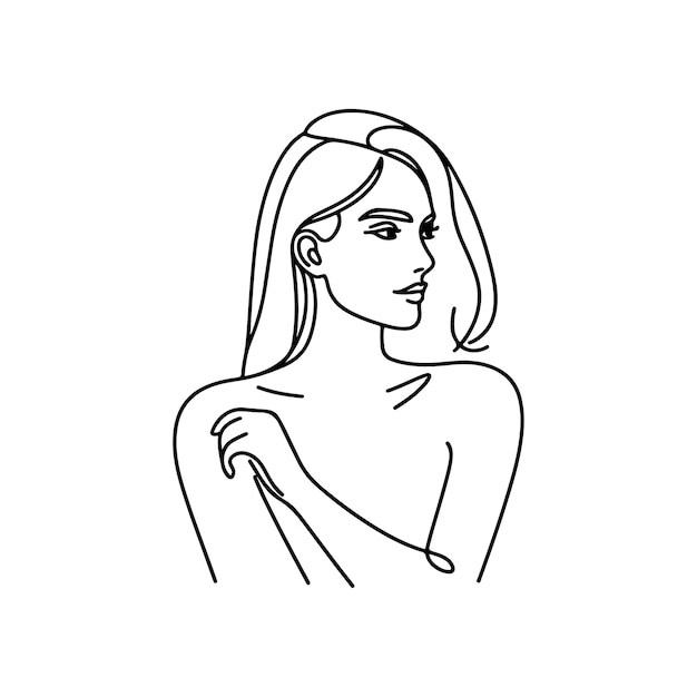 Hand drawn woman line style art illustration