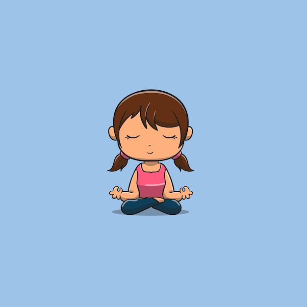 Hand drawn woman meditating illustration