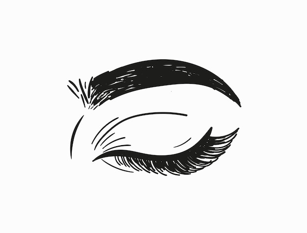 Hand-drawn woman's closed eye. vector illustration.