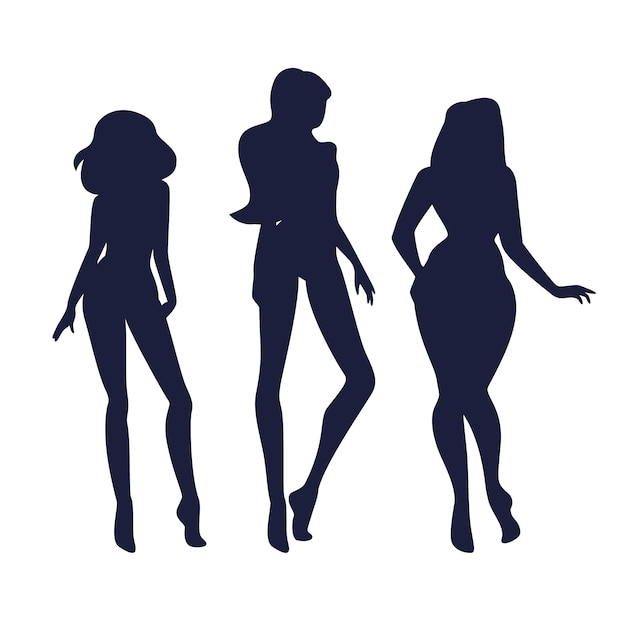 Vector hand drawn woman silhouette illustration