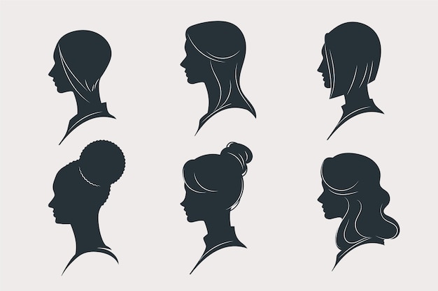 Vector hand drawn woman silhouette illustration