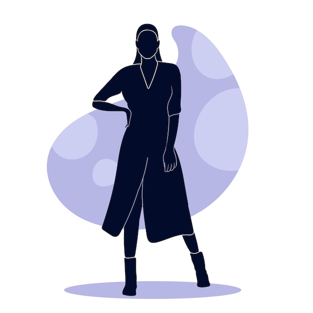 Vector hand drawn woman silhouette illustration