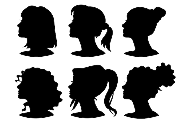 Vector hand drawn woman silhouette illustration