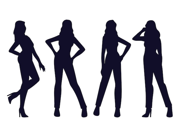 Vector hand drawn woman silhouette