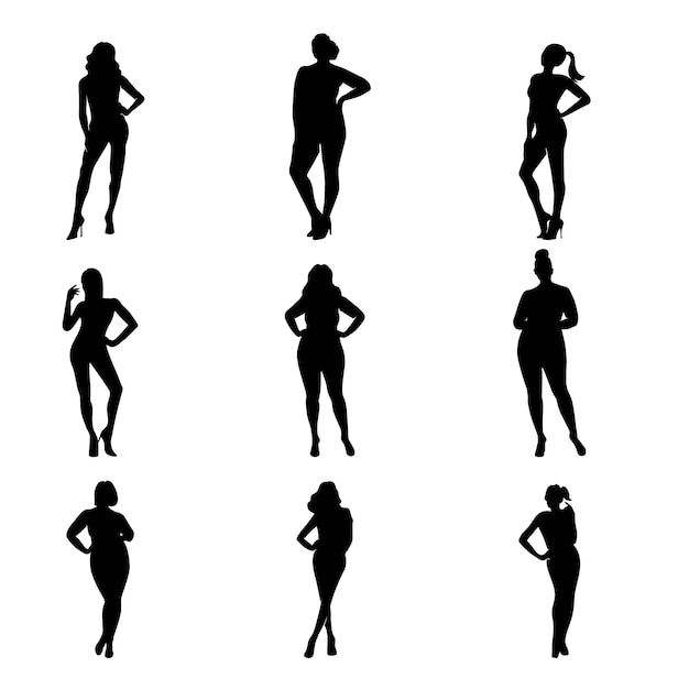 Vector hand drawn woman silhouette