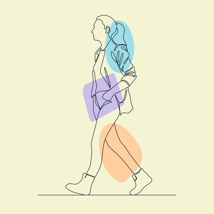 Premium Vector Hand drawn woman walking drawing illustration
