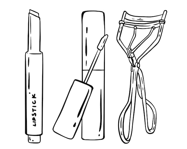 Hand drawn women care kit element for templates