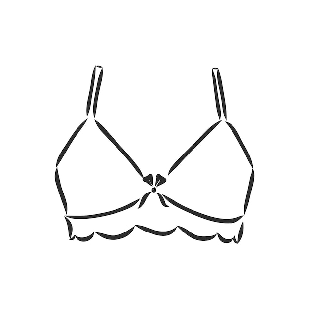 Vector hand drawn women s bra sketch symbol isolated on white background
